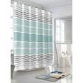 thumbnail image 3 of Fsddascl Aqua Ombre Stripes Shower Curtain Set - 66" x 72" Washable Bathtub Curtain with 12 Hooks, Modern Abstract Stripes Aesthetic Waterproof Fabric Stall Shower Curtains for Bathroom/Bathtub, 3 of 6