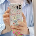 thumbnail image 3 of Funda transparente para teléfono con diseño de dibujos animados, compatible con iPhone 13 Pro Max con cadena, funda protectora de cristal Pretty Kawaii Smile para iPhone 13 Pro Max de 6,7 pulgadas Rojo Verde, 3 of 5