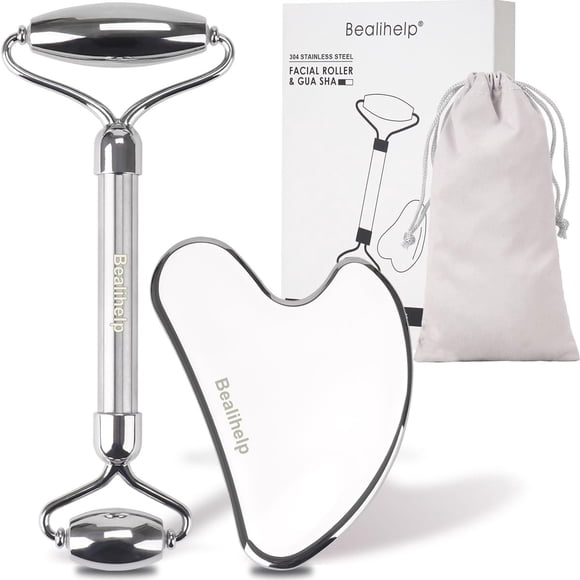 Face Roller & Gua Sha Bealihelp facial de acero inoxidable