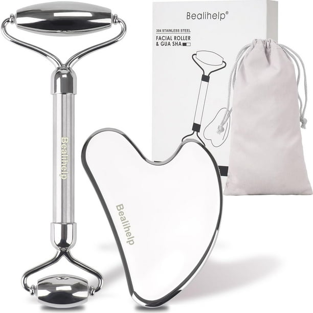 Face Roller & Gua Sha Bealihelp facial de acero inoxidable