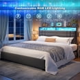 thumbnail image 3 of EnHomee King Bed Frame with Storage Shelf Upholstered Platform Bed Frame with LED Lights Metal Bed Frame with Charge Station, Gray, 3 of 8