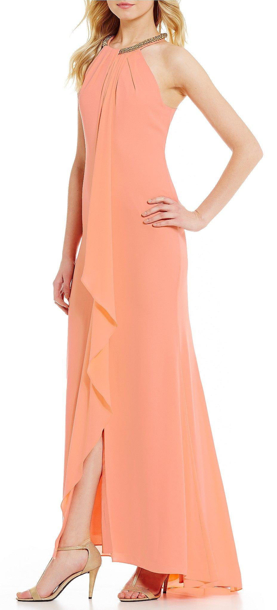 calvin klein floral halter gown