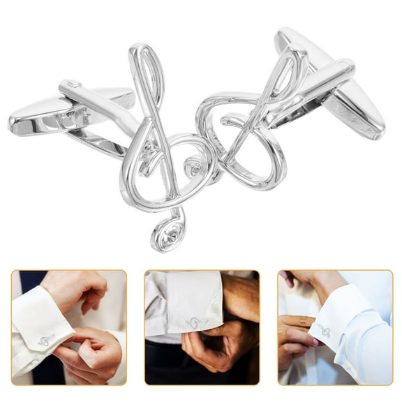 GAXIRE 1 Pair Treble Clef Cufflinks for Groom Brass Music Stylish Formal Attire