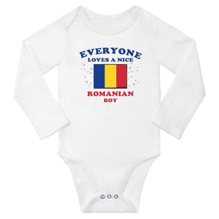 

Everyone Loves a Nice Romanian Boy Baby Long Slevve Bodysuits Unisex Gifts (White 12-18 Months)