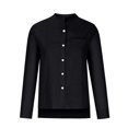thumbnail image 4 of Deals under 10.00 LYXSSBYX Womens Tops Long Sleeve Clearance Women Casual Stand Collar Long Sleeve Solid Color Shirt Top Single-Breasted Cardigan Blouse with Pockets, 4 of 7