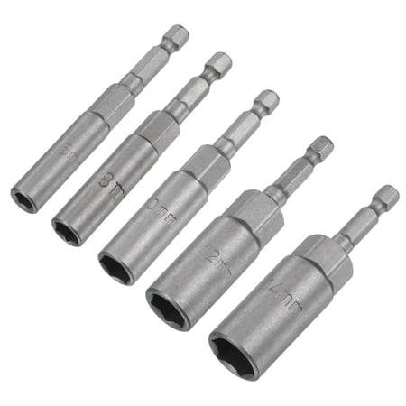 

Uxcell 1/4 Quick-Change Hex Shank 6/8/10/12/14mm Nut Driver Bit Set No-magnetic CR-V