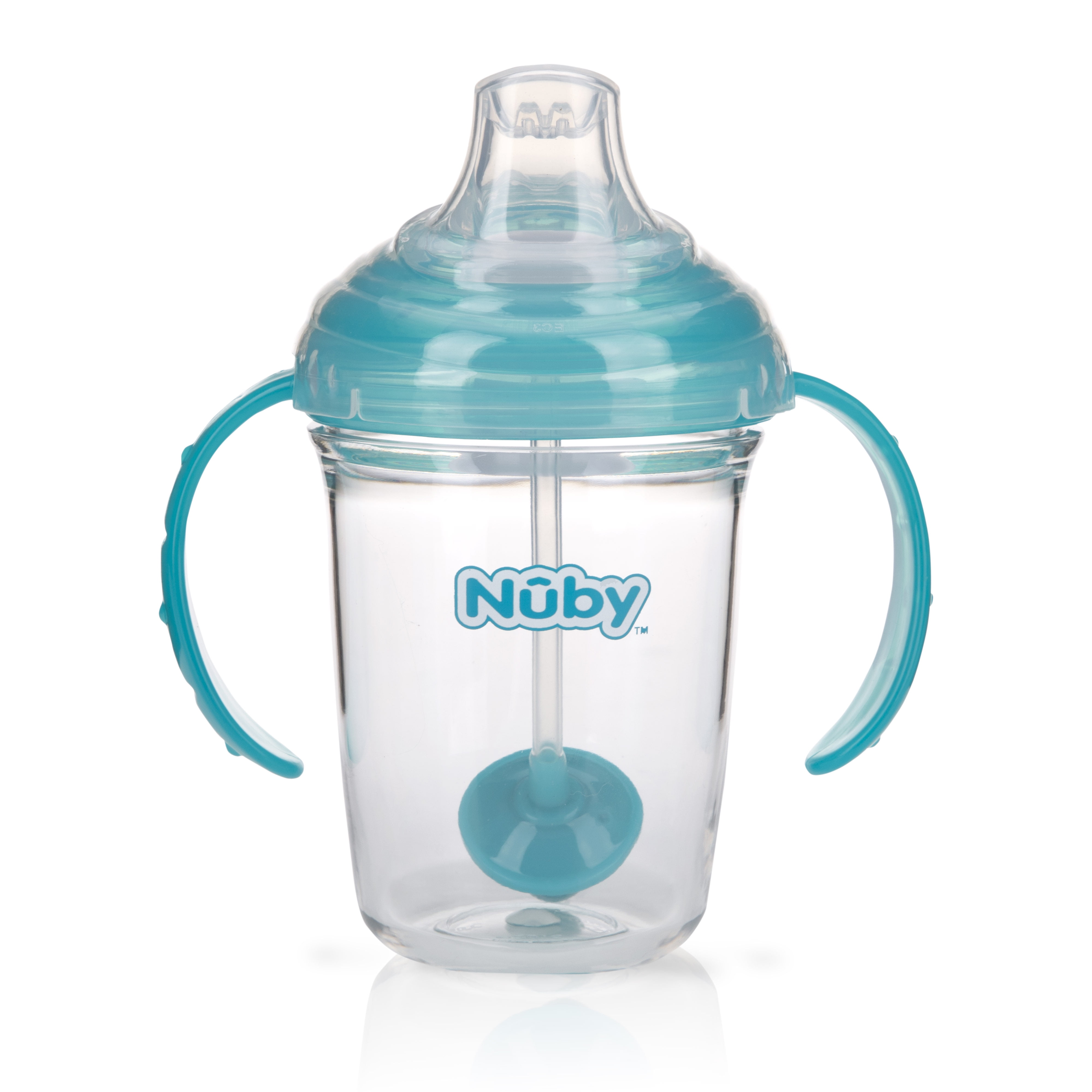 Nuby NoSpill 360 Weighted Straw GripN?Sip Cup Aqua