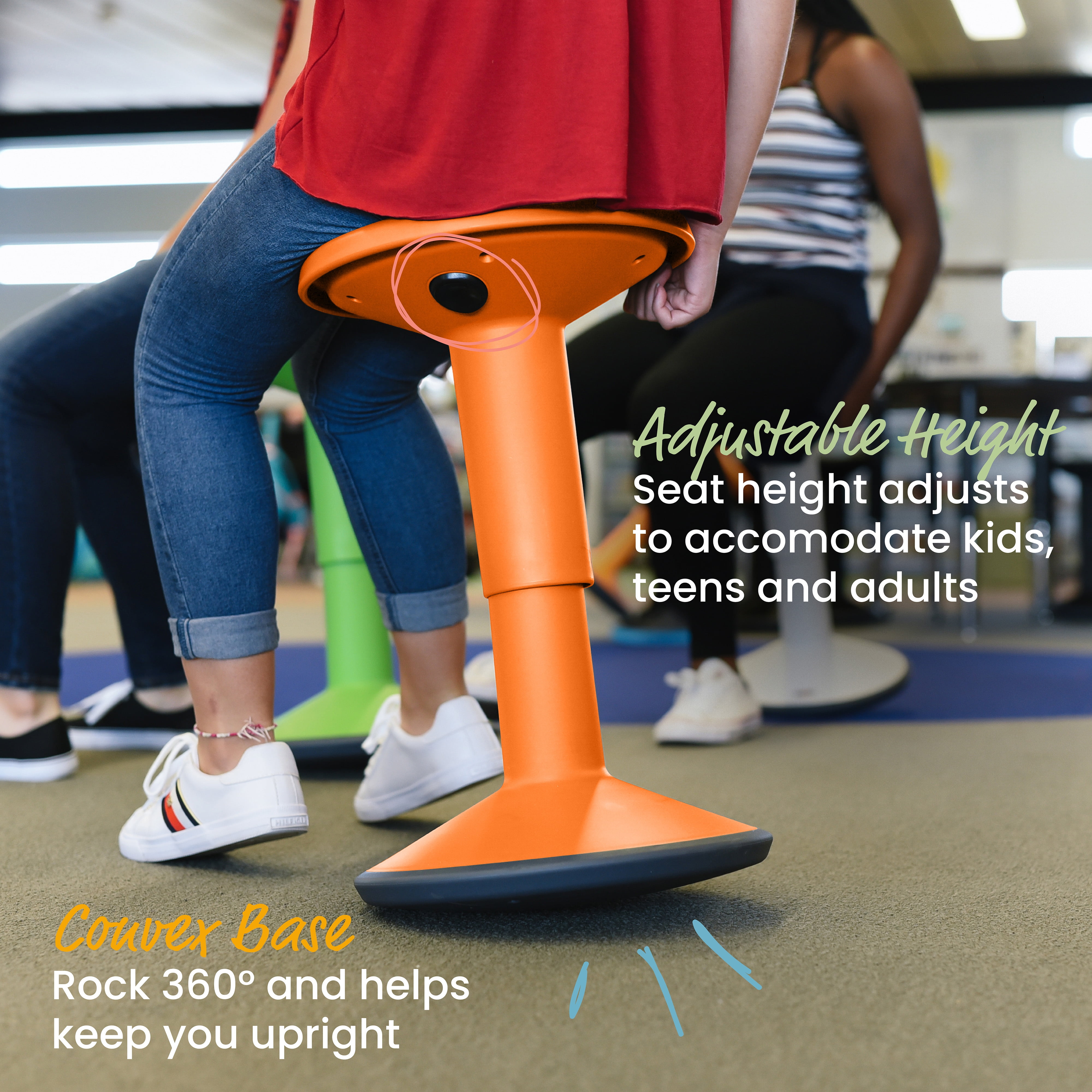 ECR4Kids SitWell Adjustable Wobble Stool - Core Engagement For Kids & Adults, Height 15.7" To 21.7", Eggplant - View #6