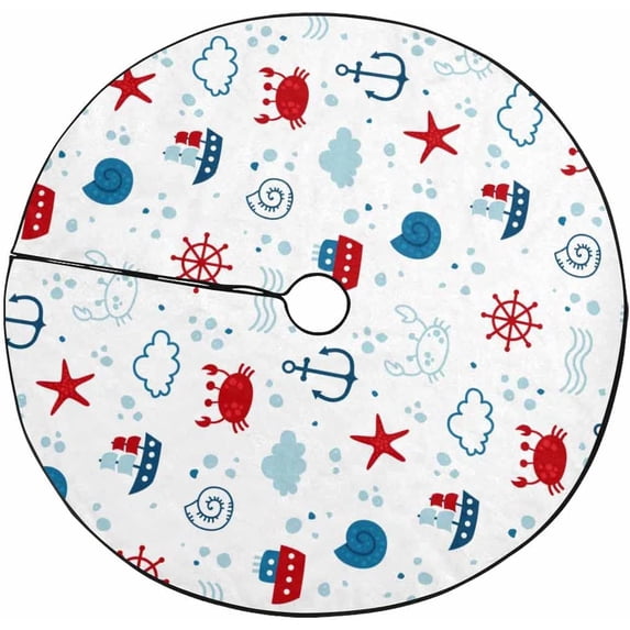 FMSHPON Cute Hand Drawn Texture Xmas Christmas Tree Skirt Stand Mat for Holiday Party Decoration Indoor Outdoor 36 inches