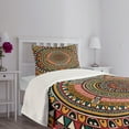 thumbnail image 2 of Ambesonne Tribal Quilted Bedspread Set 2 Pcs, Color Art, Twin Size, Jade Ruby and Mustard, 2 of 4