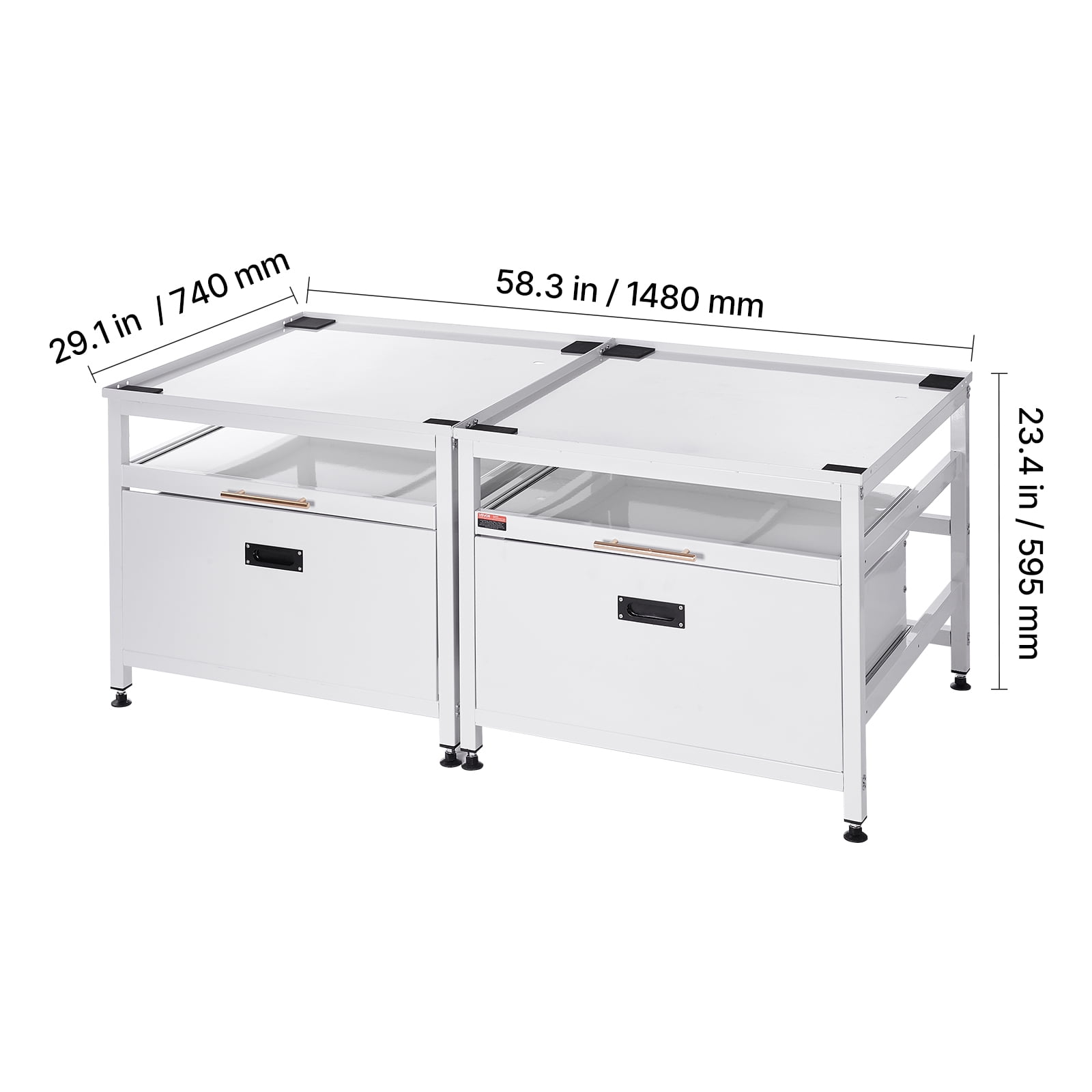 VEVOR Laundry Pedestal, 22.6 in Height, 29 x 29 in Washer and Dryer Pedestals with Pull-out Tray and Storage Space, 800 lbs Load Capacity, Non-Slip Feet Washing Machine Stand Universal, White, 2 Pack