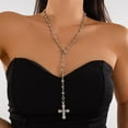 thumbnail image 6 of Love Cross Y Chain Necklace Long - Stylish Alloy Pendant with Glass Beads, Tassel Sweater Chain Design for Versatile Fashion, 6 of 9