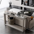 thumbnail image 2 of JERFIT 60 Inch Console Table with Storage, Industrial Sofa Table for Living Room, Entryway Hallway Behind Couch Table, Solid Wood Veneer & MDF, Distressed Grey Finish, 2 of 10