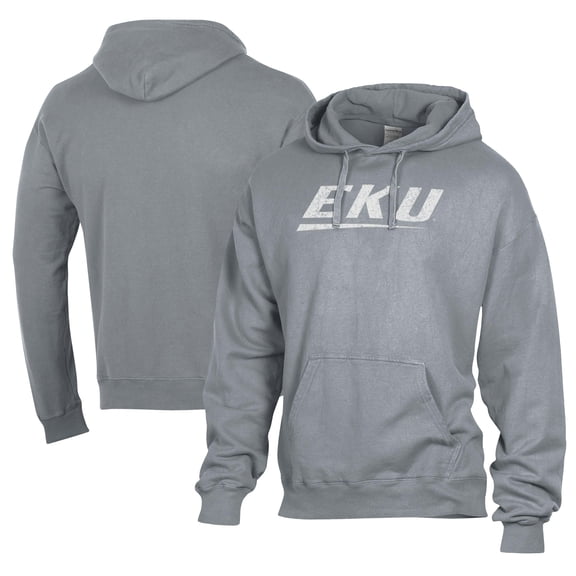 Men's Comfort Wash  Gray Eastern Kentucky Colonels Lightweight Fleece Pullover Hoodie