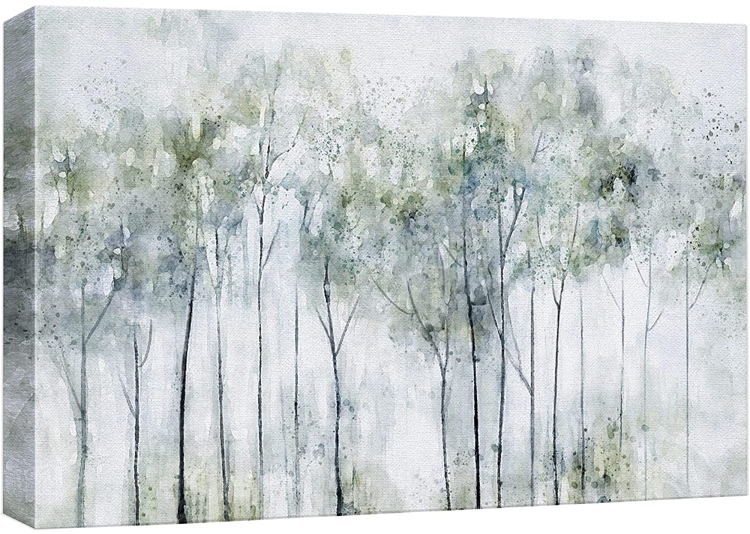 wall26 Canvas Print Wall Art Pastel Green Country Farmhouse Forest Tree Landscape Nature Wilderness Illustrations Modern Art Rustic Relax/Calm Multicolor for Living Room, Bedroom, Office - 16"x2