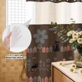 thumbnail image 3 of No Hook Shower Curtain, Japanese Style Shower Curtains for Bathroom with See Through Top Window, Farmhouse Brown Cat House Trees Flowers Waterproof & Washable Bath Curtain Extra Long 72"x84", 3 of 9