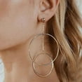 thumbnail image 2 of Women Double Hoop Earrings Creative Circle Dangle Earrings Vintage Drop Earrings, 2 of 10