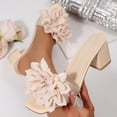 thumbnail image 2 of ZACPNCV Women's Square Toe Block Heel Mules Open Toe Floral Applique Casual Dressy Sandals Spring Summer, 2 of 9