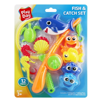 Play Day Fish & Catch 12-Piece Pool & Bath Toy Game, Ages 3+, Unisex