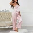 thumbnail image 4 of Sngxgn Women's Pajama Set Long Sleeve PJs Outfit Pullover Sleepwear and Long Pants With Pockets(Pink,M), 4 of 4