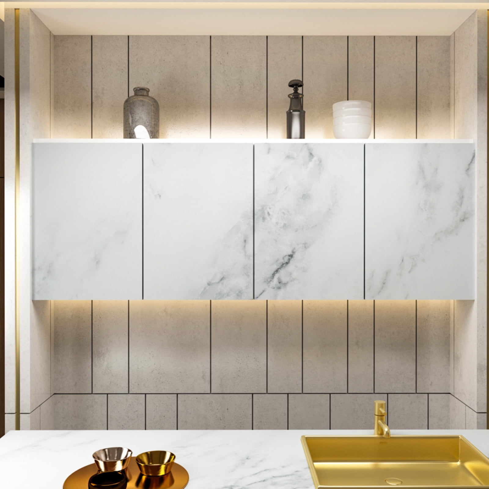 VEELIKE White Marble Contact Paper for Countertops Waterproof Grey Marble Wallpaper Peel and Stick Wallpaper for Kitchen Self Adhesive Paper Removable Wall Paper for Cabinets Walls 15.7"x354"
