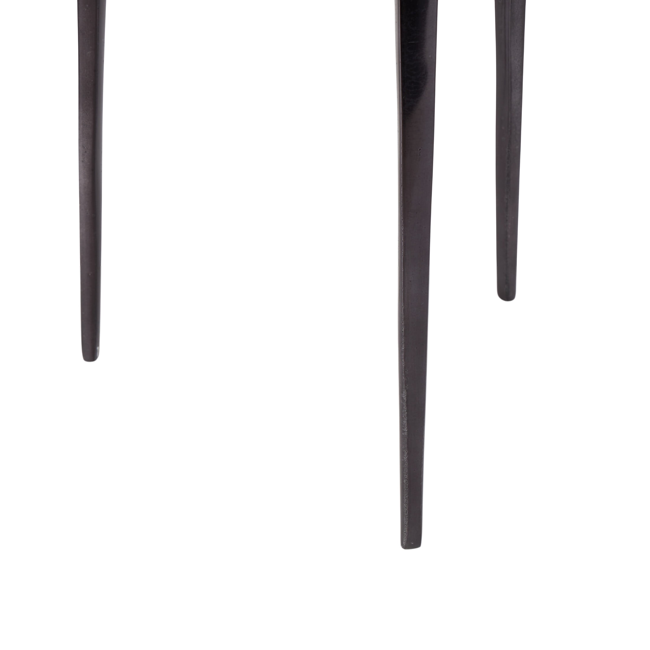 DecMode 13" x 22" Black Aluminum Metal Small Tripod Accent Table with Textured Glass Tabletop, 1-Piece