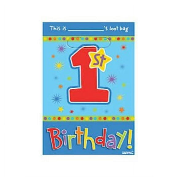 Hugs and Stitches Boy's 1st Birthday Loot Bags 8ct