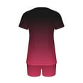 thumbnail image 4 of Zekutng Two Piece Sets for Women 2PC Gradient Casual Home Two-Piece V-Neck Top with Pocket Shorts Set,Sizes S-2XL, 4 of 6
