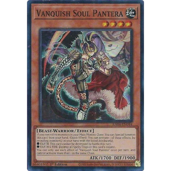 YuGiOh Quarter Century Stampede Quarter Century Secret Rare Vanquish Soul Pantera RA04-EN044