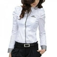 thumbnail image 2 of KOOYET Women Office Lady formal Button Down White Shirts Long Sleeve Blouse Sale, 2 of 4
