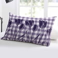 thumbnail image 5 of Purple Flower Throw Pillow Cover 24 x 36 Inch Decorative Pillow Cover Tulip Floral Country Plaid Checkered Lumbar Pillowcase Seasonal Rectangle Cushion Case for Couch Sofa Bed Living Room, 5 of 7