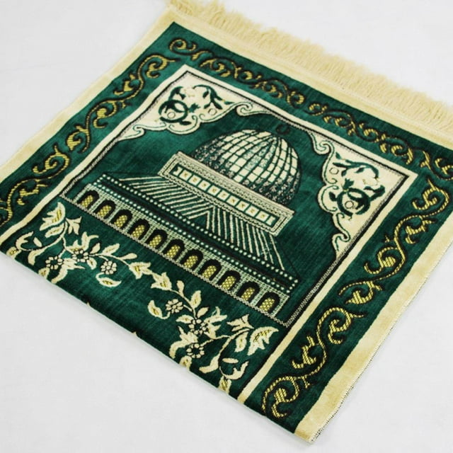 Muslim Prayer Rug Eid Embroidery Tapestry Carpet mats home decor Non-Slip Mat Green
