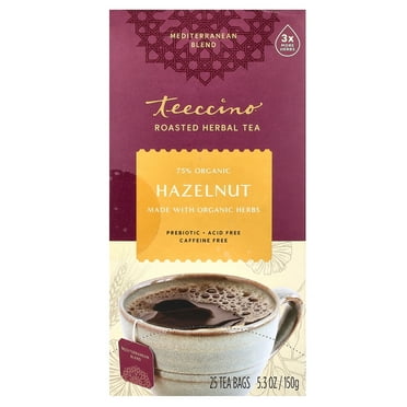Teeccino Caffeine Free & Prebiotic Herbal Tea, Hazelnut, 25 Tea Bags