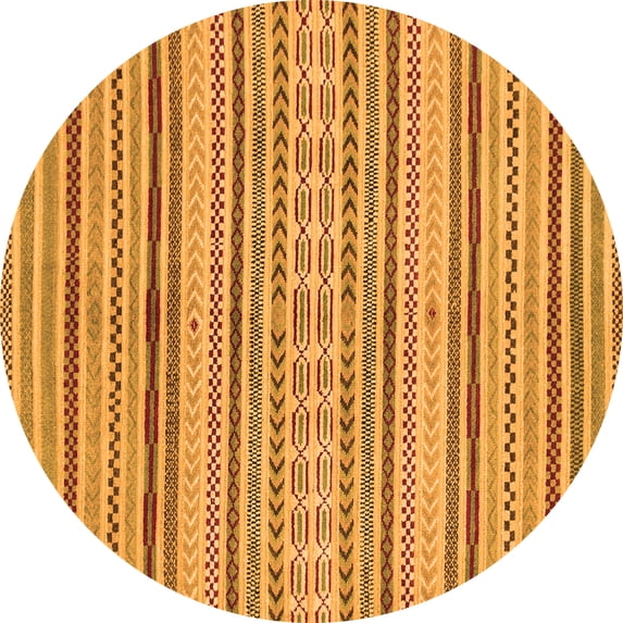 Ahgly Company Indoor Round Abstract Orange Modern Area Rugs, 7' Round