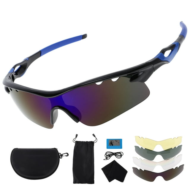 Gafas de montar Unique Bargains 1 juego PC Tri-acetel celulosa gafas de sol para motocross, ATV, lente azul plateado, marco azul negro
