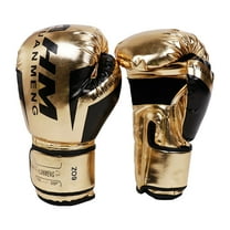 Muay Thai Competition Gloves Pu Leather Sponge Boxing Gloves Sport Supplies (6OZ Gold)