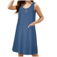 thumbnail image 6 of XuJwPNcy Summer Dresses for Women Casual Loose Scoop Neck Tank Dress Button down Sleeveless Dress with Pockets, 6 of 7