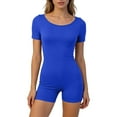 thumbnail image 5 of Yigetop Combinaison de Sommeil Extensible Col Rond Manches Courtes Côtelée Ajustée Confortable Quotidienne Décontractée Maison & Extérieur Pyjama Combinaison Bleu m, 5 of 5