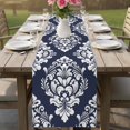 thumbnail image 4 of Navy Blue Boho Table Runner 72 Inches, Vintage Classic Bohemia Flower Textured Bed Runner Dresser Scarves Tabletop for Indoor Outdoor Parties/Ceremony/Banquet, 16" x 72", 4 of 9