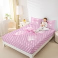 thumbnail image 3 of Erosebridal Cute Coquette Bow Bed Sheets,Pink Bows Cute Polka Dot King Sheets For Girls Kids 4 Pieces, 3 of 6