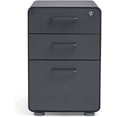 thumbnail image 3 of Poppin Stow 3-Drawer File Cabinet - Charcoal, 2 Utility Drawers and 1 Hanging File Drawer, Fully Painted Inside and Out, Powder-Coated Steel, Two Keys Included, Stationary, 3 of 9