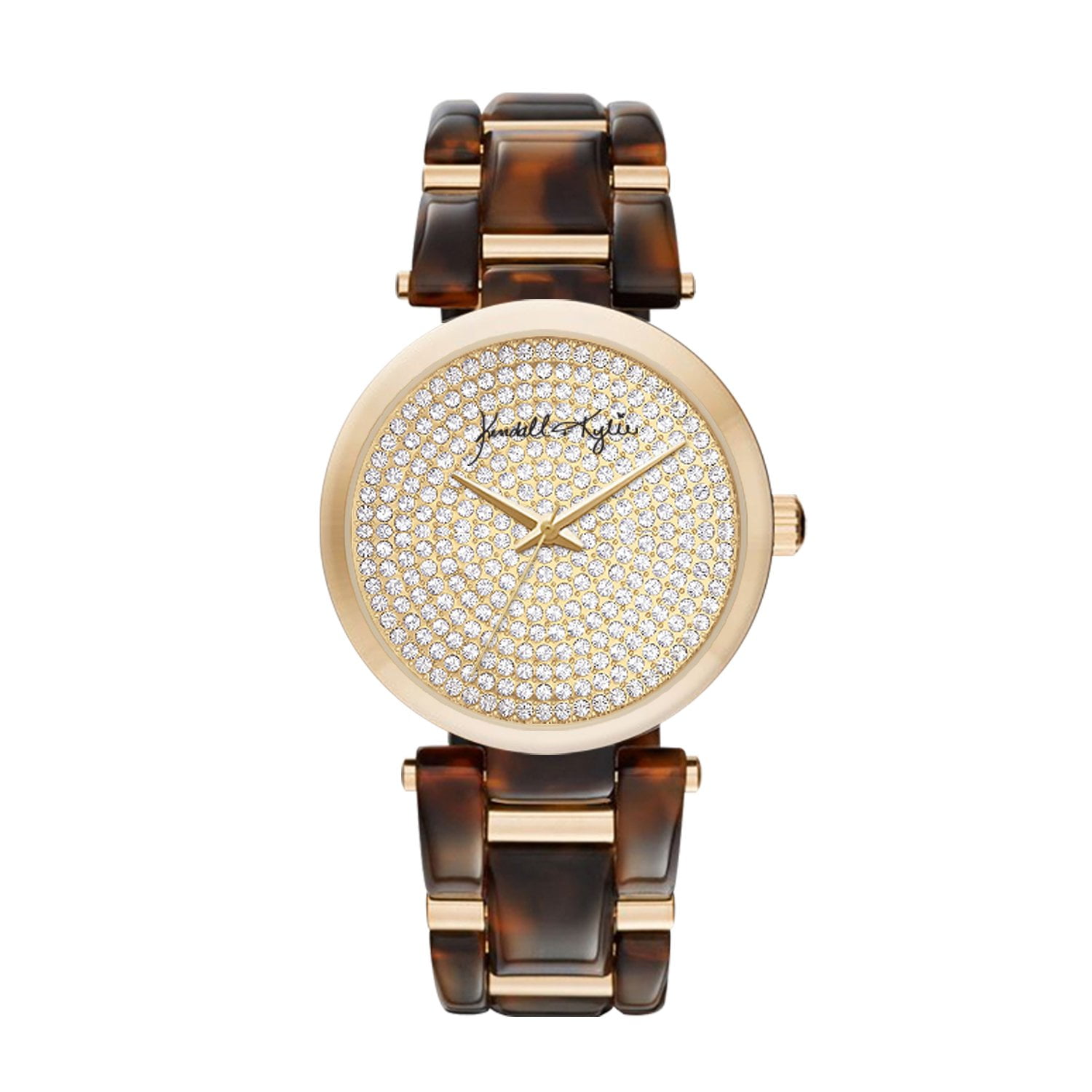 Kendall + Kylie: Acrylic Brown Link Analog Watch with Gold Accents