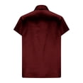 thumbnail image 6 of ZHYou Womens Luxe Satin Blouses Deep V-Neck Short Sleeve Wrinkle-Resistant Suit Shirts,Wine,S, 6 of 9
