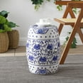 thumbnail image 6 of JONATHAN Y Lotus Flower 17.8" Chinoiserie Ceramic Drum Garden Stool, Blue/White, 6 of 6