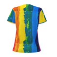 thumbnail image 6 of Zufioo Rainbow Colored for Women's Deep V-neck Short-sleeved T-shirt, Top with Short Sleeves - with Stainless Steel Buckle, Moisture Wicking, Ideal Home Wear-X-Large, 6 of 9