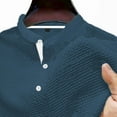 thumbnail image 5 of Handshe Fashion Men's Casual Fashion Solid Color Button Lapel Hook Buckle T-shirt Short Sleeved Comfort Tee Top, 5 of 5