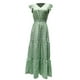 thumbnail image 5 of VISgogo Vestido largo de playa de verano para mujer, manga con volantes, cuello en V, bohemio, floral, línea A VISgogo  moda, 5 of 7