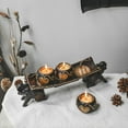 thumbnail image 4 of Thai Elephant Tray Carved Rain Tree Wooden Candle Holder, 4 of 6