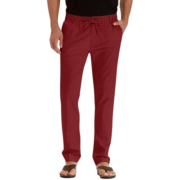 BUIGTTKLOP Work Pants for Mens Drawstring High Waisted Dress Pants Pull on Straight Leg Business Slacks
