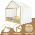 thumbnail image 3 of Bellemave Full Size Canopy Bed, Montessori Floor Bed with High Railings, Wooden Full Bed with Roof, House Shaped Bed Full, Natural, 3 of 10